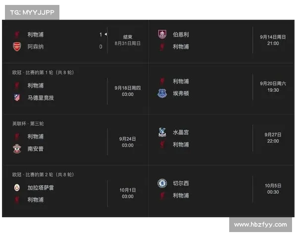 利物浦对阿森纳比赛时间及双方最新赛程安排解析